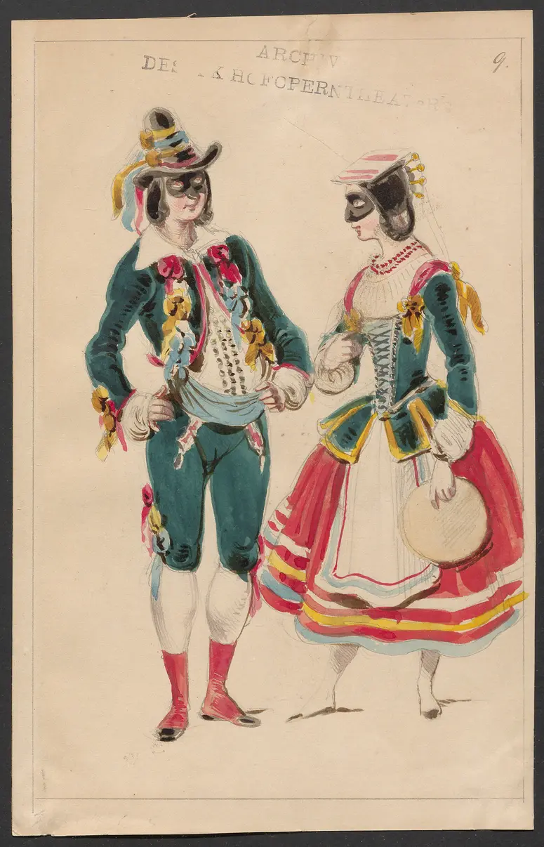 Il marito e l'amante, Titel der Serie: Figurinen des k.k. Hofoperntheaters