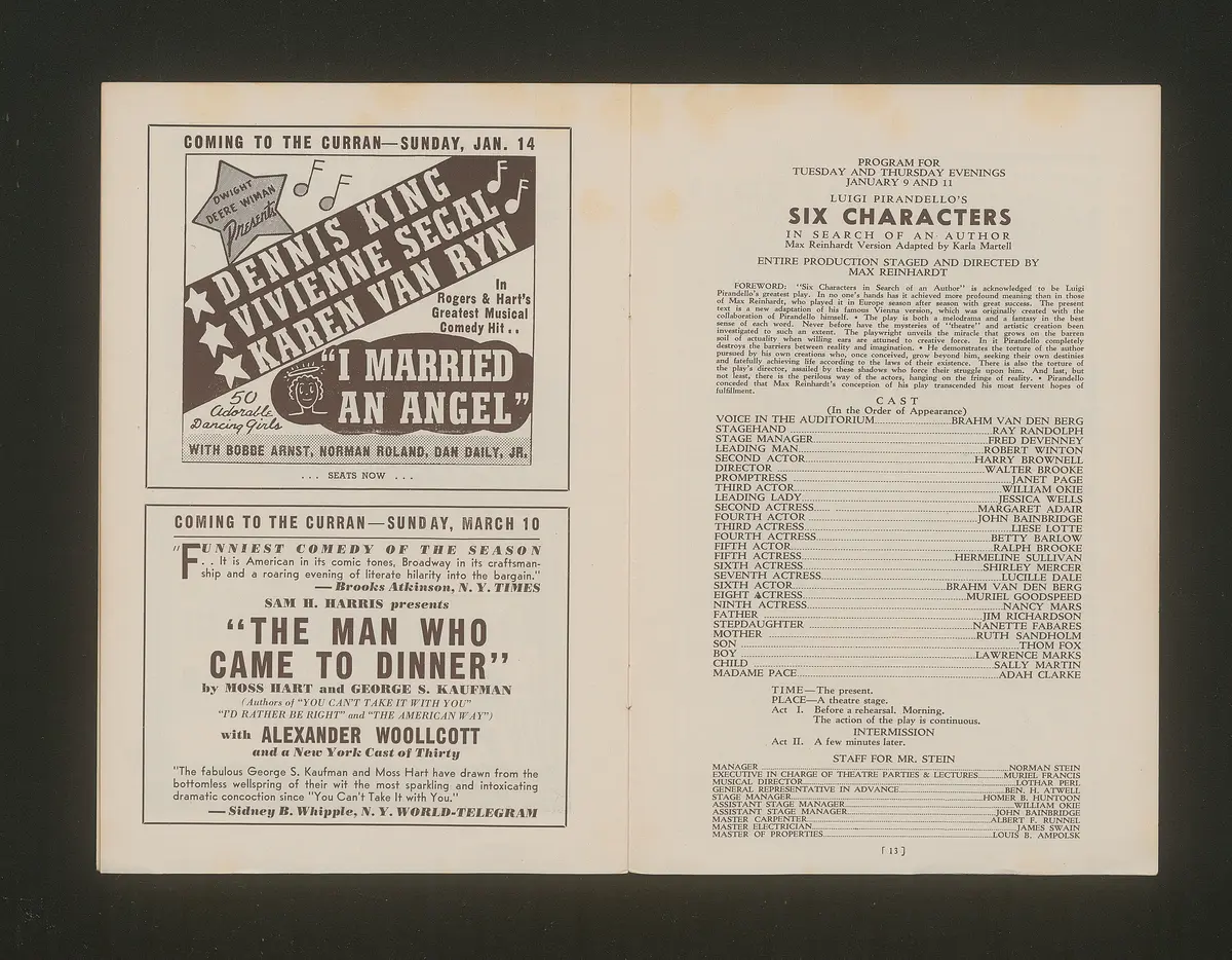 Der Diener zweier Herren (At Your Service), Schwester Beatrice (Sister Beatrice), Sechs Personen suchen einen Autor (Six Characters In Search Of An Author)