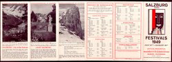 Salzburger Festspiele 1949, Titel in Vorlageform: Salzburg Festivals 1949, Verweis auf Stücktitel: Fidelio, Verweis auf Stücktitel: Orpheus und Eurydike, Verweis auf Stücktitel: Titus, Verweis auf Stücktitel: Zauberflöte, Verweis auf Stücktitel: Antigone, Verweis auf Stücktitel: Rosenkavalier, Verweis auf Stücktitel: Jedermann, Verweis auf Stücktitel: Clavigo, Verweis auf Stücktitel: Iphigenie