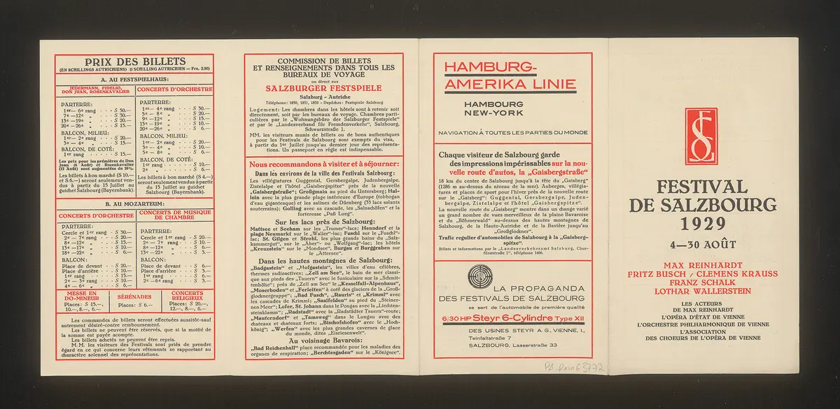 Salzburger Festspiele 1929, Titel in Vorlageform: Festival de Salzbourg 1929, Verweis auf Stücktitel: Fidelio, Verweis auf Stücktitel: Don Juan, Verweis auf Stücktitel: Der Rosenkavalier, Verweis auf Stücktitel: Jedermann