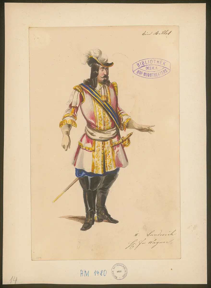 Ein Billett, Titel der Serie: Figurinen des k.k. Hof-Burgtheaters