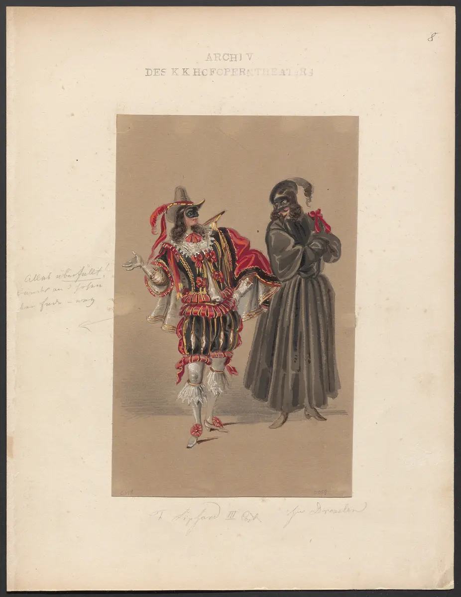 Die Ballnacht, Alternativtitel: Gustav, oder Der Maskenball, Originaltitel: Gustave III., ou Le bal masqué, Titel der Serie: Figurinen des k.k. Hofoperntheaters