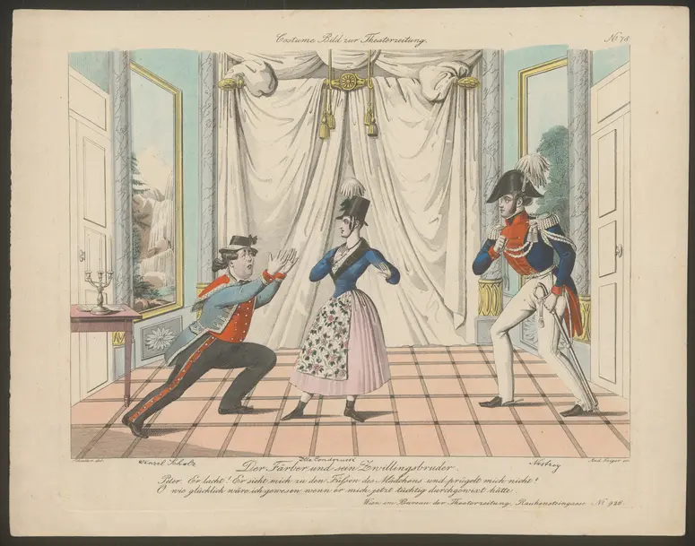Der Färber und sein Zwillingsbruder, Titel der Serie: Costume-Bild, Name der Zeitschrift: Wiener Theaterzeitung