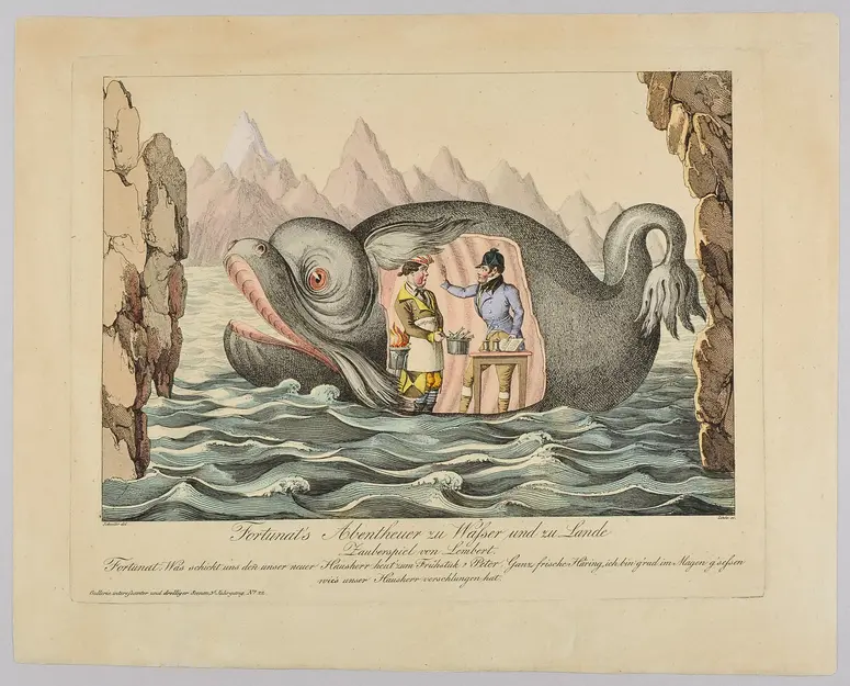 Fortunat's Abentheuer zu Wasser und zu Lande, Alternativtitel: Fortunats Abenteuer zu Wasser und zu Lande, Titel der Serie: Gallerie interesssanter und drolliger Scenen, Name der Zeitschrift: Wiener Theaterzeitung
