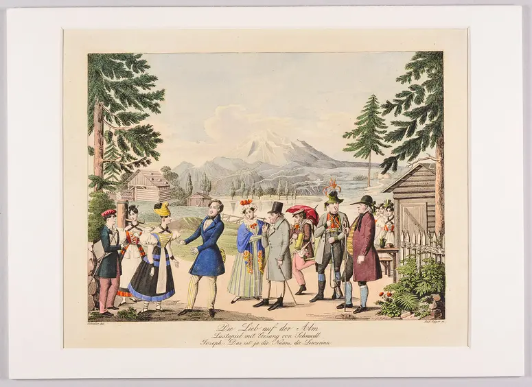 Die Lieb' auf der Alm, Titel der Serie: Gallerie interessanter und drolliger Scenen, Name der Zeitschrift: Wiener Theaterzeitung