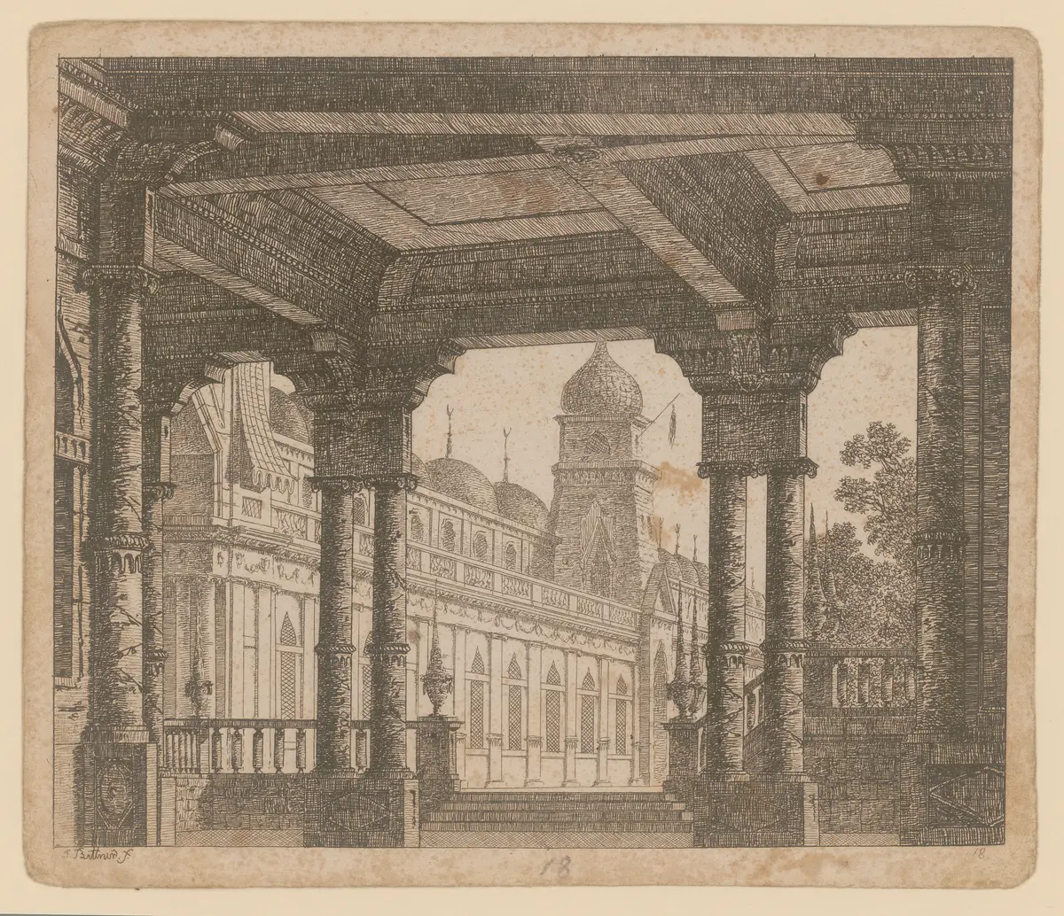 ohne Titel, Titel der Serie: Theaterdecorationen nach den Originalskitzen des k.k. Hoftheatermahlers Joseph Platzer radirt und verlegt von Norbert Bittner