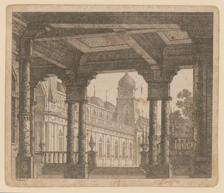 ohne Titel, Titel der Serie: Theaterdecorationen nach den Originalskitzen des k.k. Hoftheatermahlers Joseph Platzer radirt und verlegt von Norbert Bittner