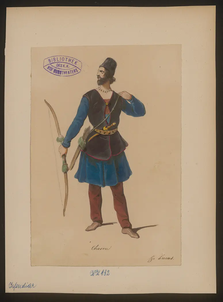 Isfendiar, Titel der Serie: Figurinen des k.k. Hof-Burgtheaters