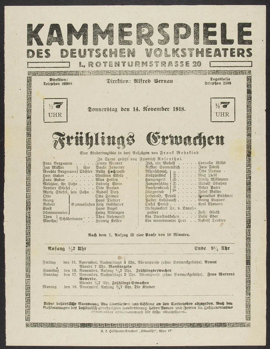 Frühlings Erwachen, Alternativtitel: Frühlingserwachen