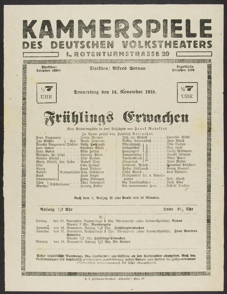 Frühlings Erwachen, Alternativtitel: Frühlingserwachen