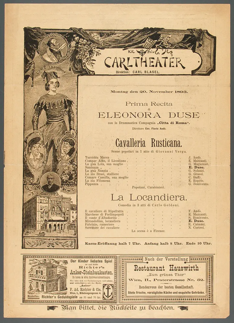 Cavalleria rusticana, Die Wirtin, Titel in Vorlageform: La Locandiera