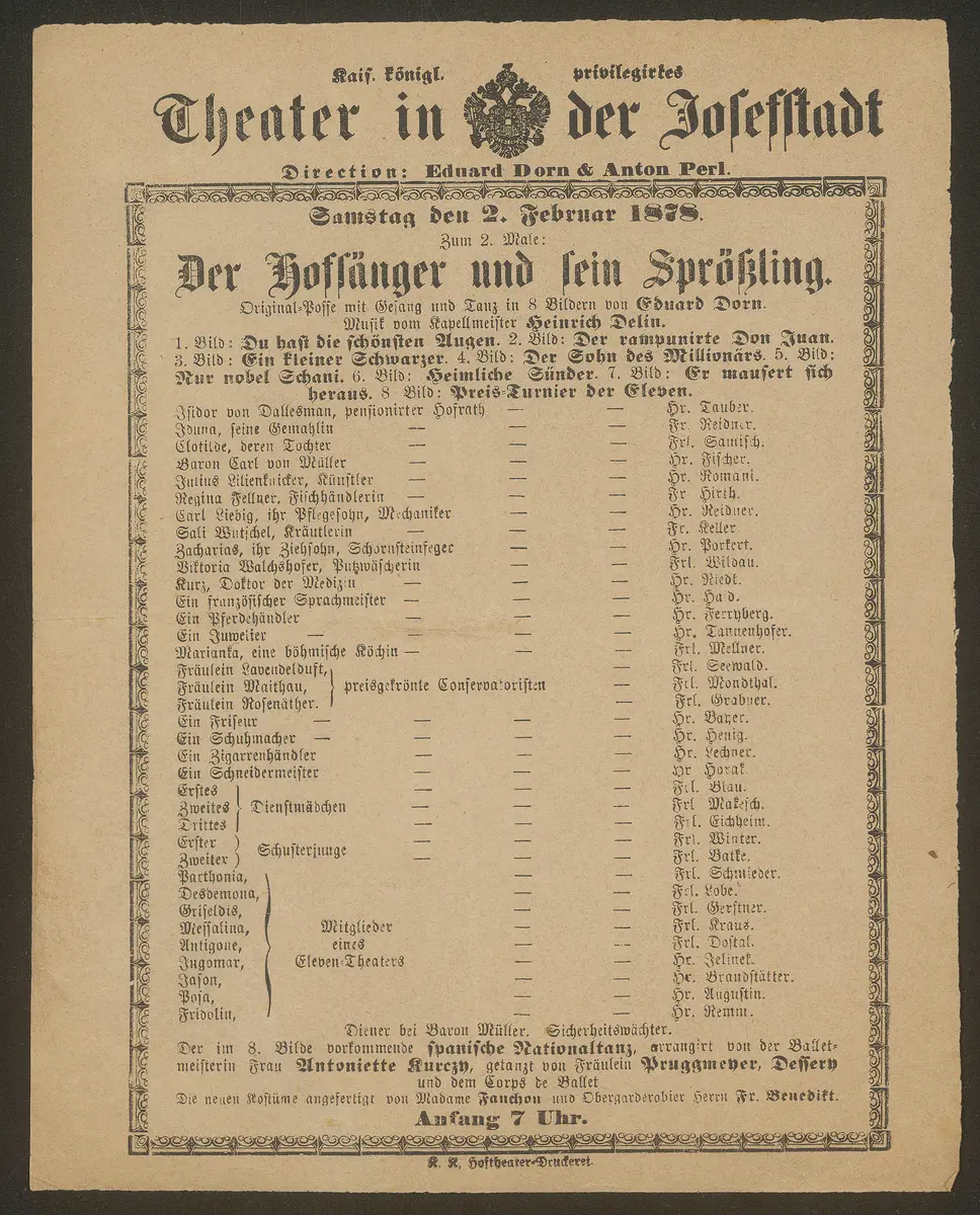 Der Hofsänger und sein Sprößling, Der Volkssänger und sein Sprössling, Lilienknicker und Sohn (früherer Titel)