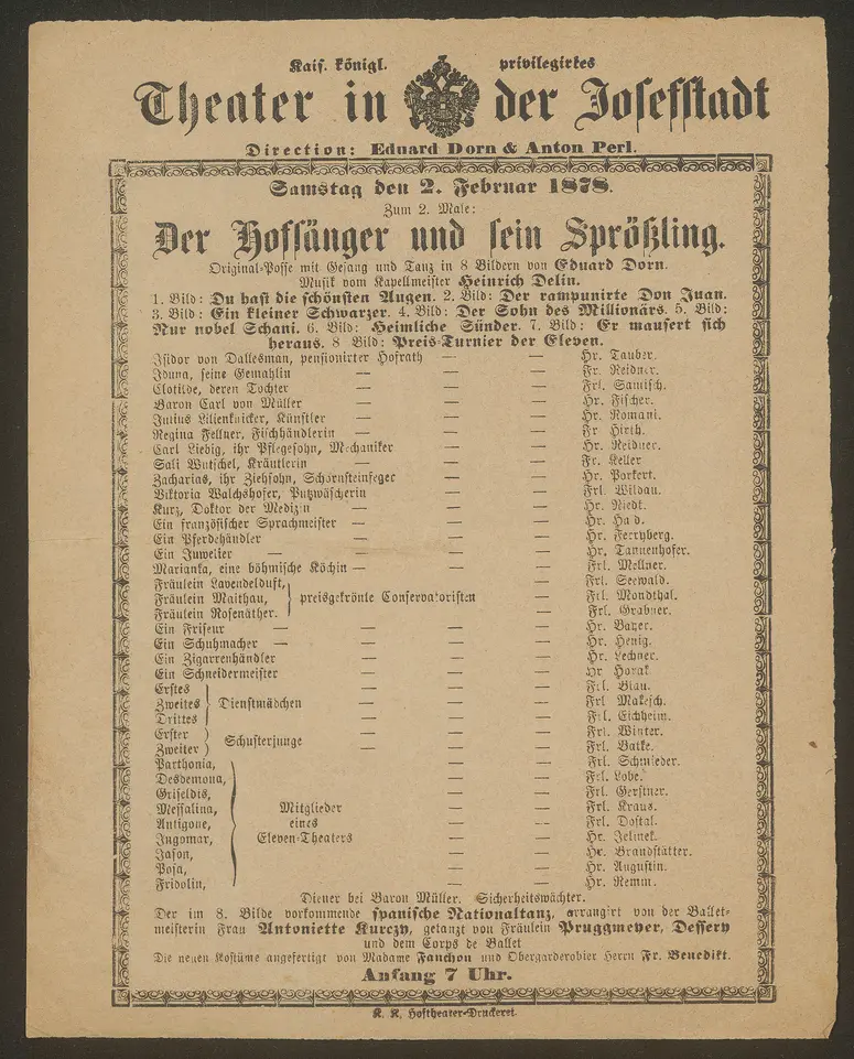 Der Hofsänger und sein Sprößling, Der Volkssänger und sein Sprössling, Lilienknicker und Sohn (früherer Titel)
