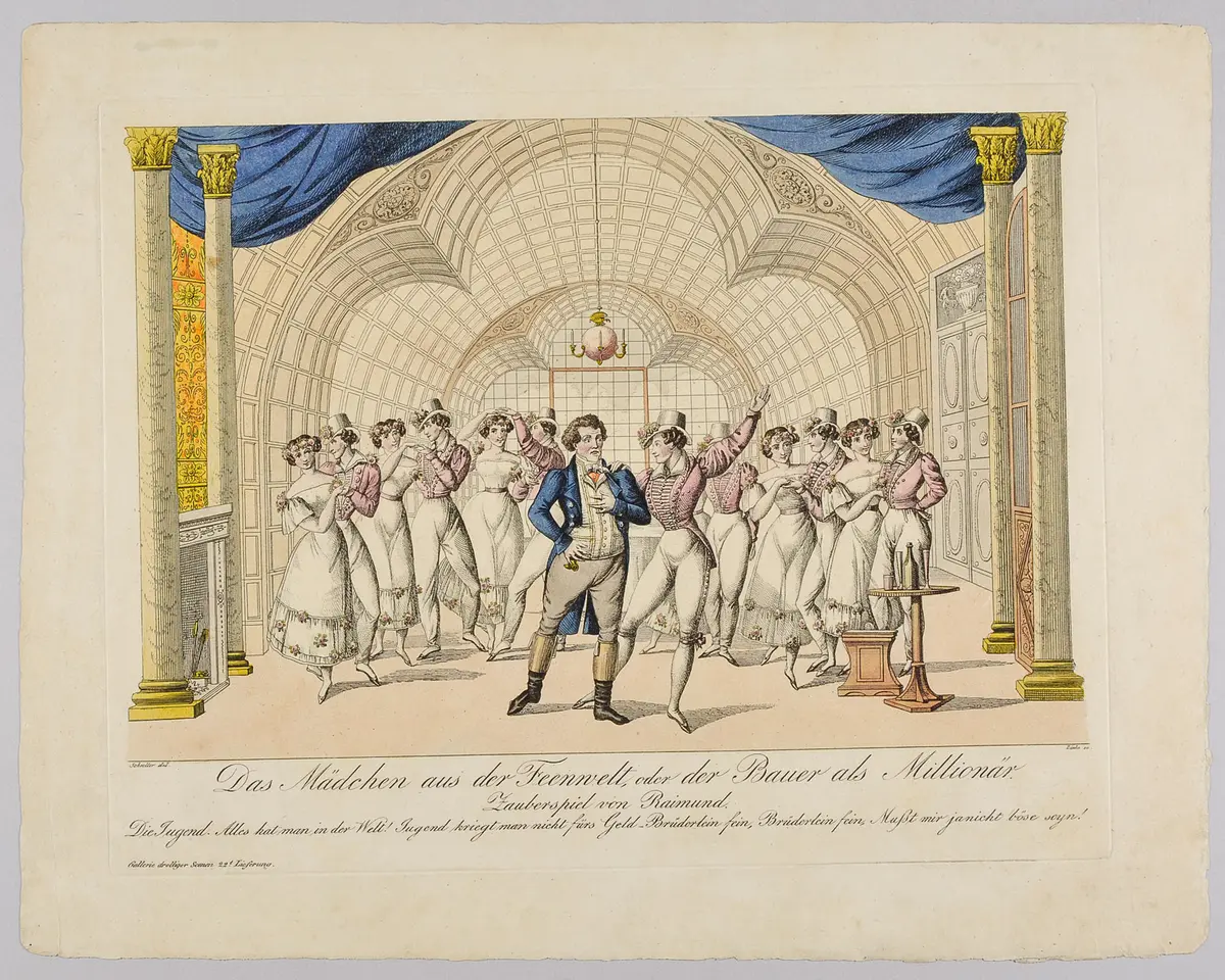 Das Mädchen aus der Feenwelt, oder der Bauer als Millionär, Titel der Serie: Gallerie drolliger Scenen, Name der Zeitschrift: Wiener Theaterzeitung