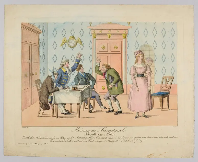 Moisasura's Hexenspruch, Alternativtitel: Moisasuras Hexenspruch, Titel der Serie: Gallerie drolliger Scenen, Name der Zeitschrift: Wiener Theaterzeitung