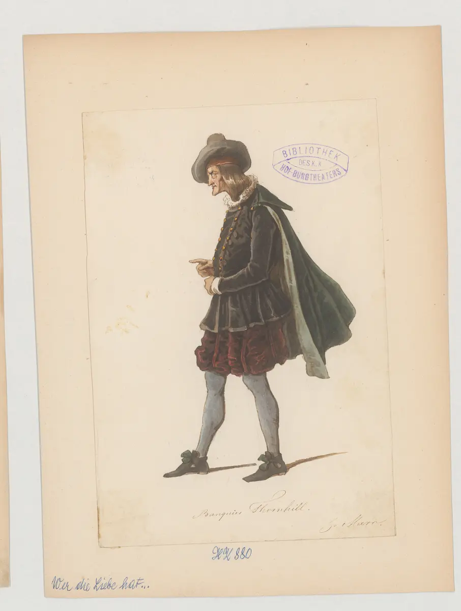 Wer die Liebe hat, führt die Braut heim, Titel der Serie: Figurinen des k.k. Hof-Burgtheaters