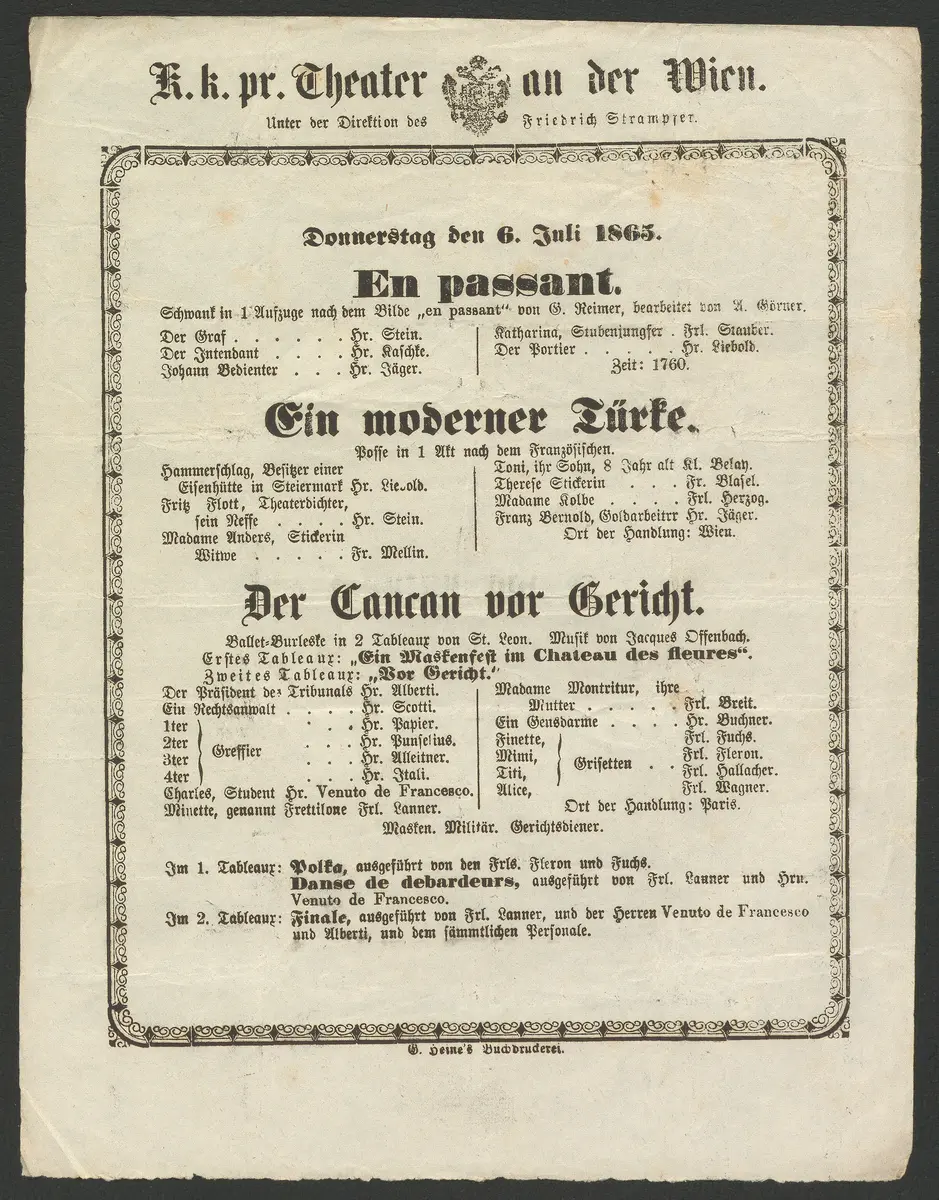 En passant, Ein moderner Türke, Der Cancan vor Gericht