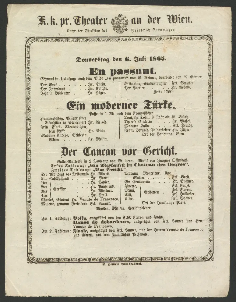 En passant, Ein moderner Türke, Der Cancan vor Gericht