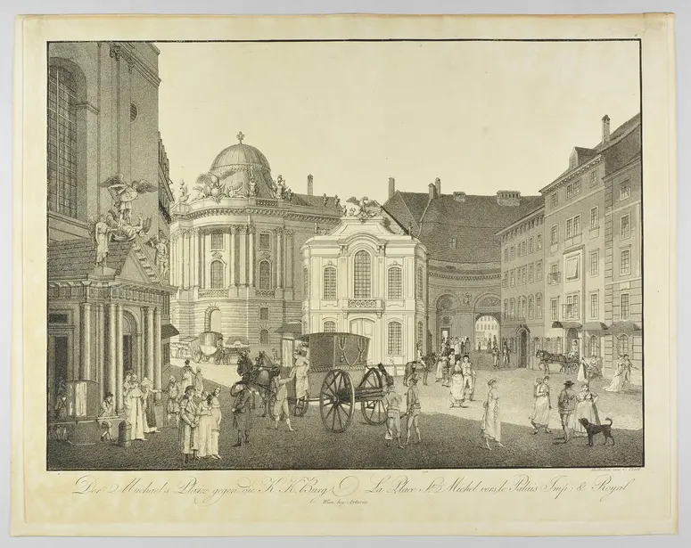 Wien, Altes Burgtheater, Titel in Vorlageform: Der Michael's Platz gegen die K.K. Burg