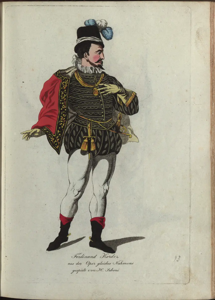Ferdinand Cortez, oder Die Eroberung von Mexiko, Titel in Vorlageform: Ferdinand Kordez, Titel der Serie: Auswahl schöner Costumes für Theater- und Ball-Anzüge