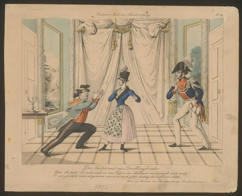 Der Färber und sein Zwillingsbruder, Titel der Serie: Costume-Bild, Name der Zeitschrift: Wiener Theaterzeitung