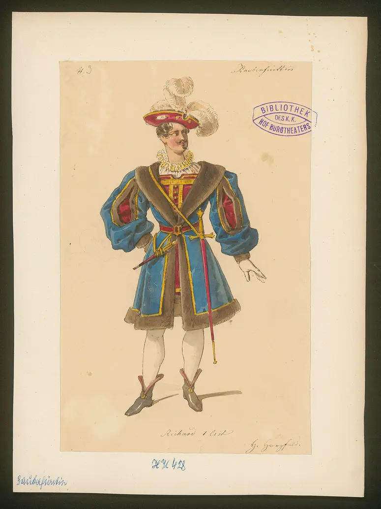 Die Zauberfürstin, Originaltitel: Der Fürst und der Minnesänger, oder das Zaubertal, Titel der Serie: Figurinen des k.k. Hof-Burgtheaters