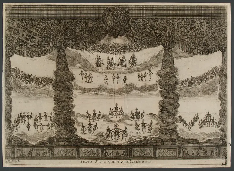 Le nozze degli dei, Titel in Vorlageform: Le nozze degli dei. Favola Dell Ab' Gio. Carlo Coppola Rappresentata in Musica in Firenze nelle reali nozze de serenis.mi Gran Duchi di Toschana Ferdinando II. e Vittoria Principessa d'Urbino