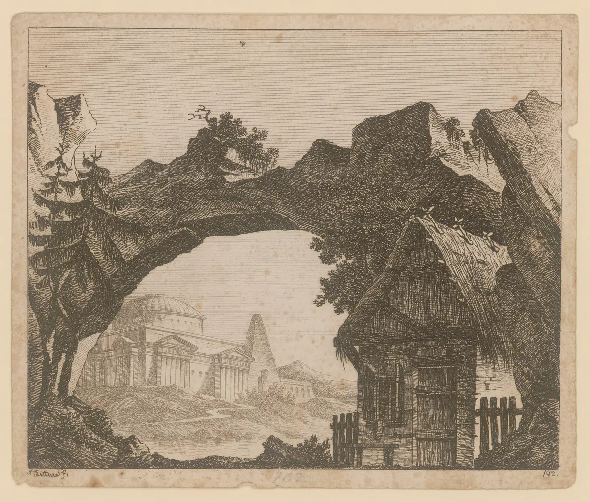 ohne Titel, Titel der Serie: Theaterdecorationen nach den Originalskitzen des k.k. Hoftheatermahlers Joseph Platzer radirt und verlegt von Norbert Bittner