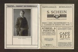 Kabarett Fledermaus, Titel in Vorlageform: Fledermaus Theater und Cabaret, Verweis auf Stücktitel: Rampsenit, Verweis auf Stücktitel: La main