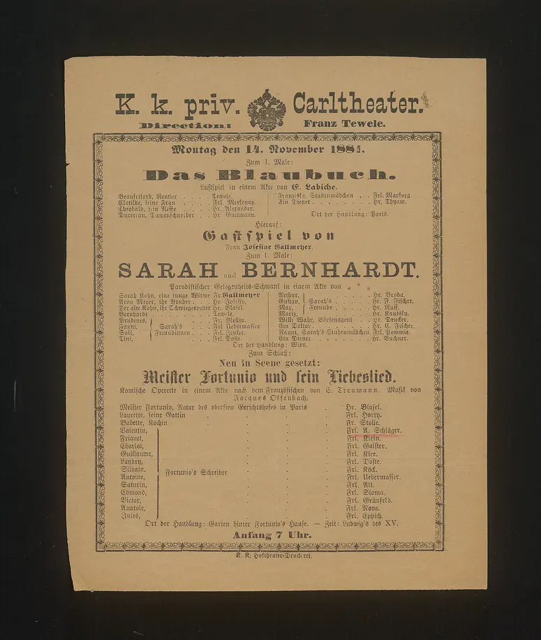 Das Blaubuch, Sarah und Bernhardt, Meister Fortunio und sein Liebeslied
