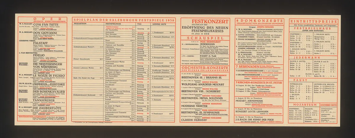 Salzburger Festspiele 1938, Verweis auf Stücktitel: Cosi fan tutte, Verweis auf Stücktitel: Don Giovanni, Verweis auf Stücktitel: Falstaff, Verweis auf Stücktitel: Fidelio, Verweis auf Stücktitel: Die Meistersinger von Nürnberg, Verweis auf Stücktitel: Le nozze di figaro, Verweis auf Stücktitel: Orpheus und Eurydike, Verweis auf Stücktitel: Der Rosenkavalier, Verweis auf Stücktitel: Tannhäuser, Verweis auf Stücktitel: Die Zauberflöte, Verweis auf Stücktitel: Jedermann, Verweis auf Stücktitel: Faust