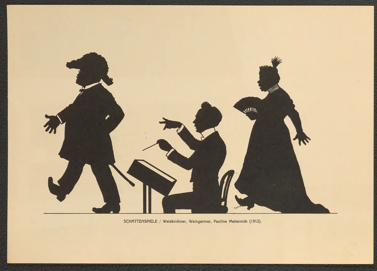 Schattenspiele. (Weiskirchner, Weingartner, Pauline Metternich, 1912), Titel der Serie: Theo Zasche's Lachendes Wien