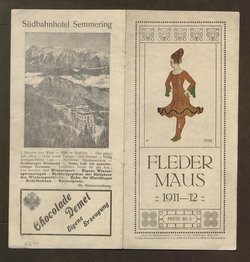 Kabarett Fledermaus, Titel in Vorlageform: Fledermaus 1911-12, Verweis auf Stücktitel: Colombinens Untreue, Verweis auf Stücktitel: Das blonde Abenteuer, Verweis auf Stücktitel: Kokottchens Mission