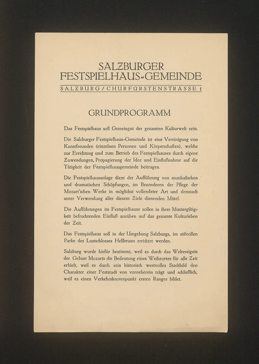 Salzburger Festspielhaus-Gemeinde / Grundprogramm