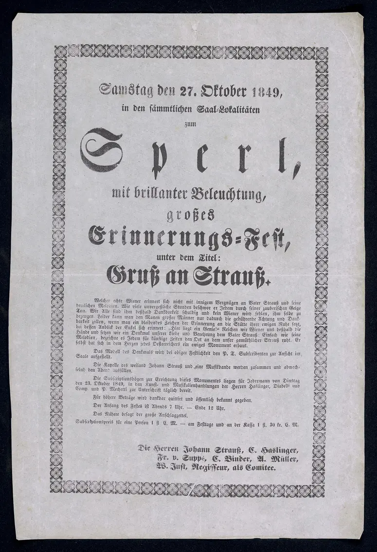 Erinnerungs-Fest unter dem Titel: Gruß an Strauß.
