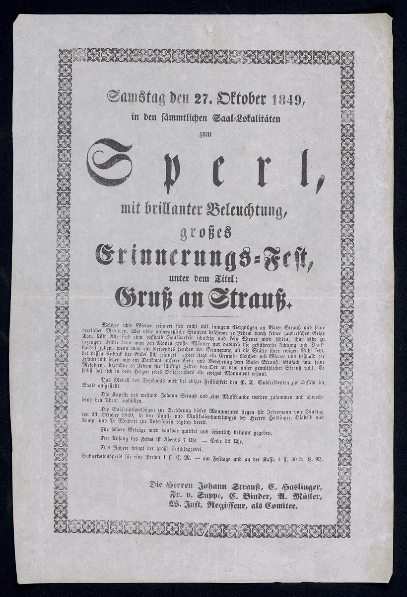 Erinnerungs-Fest unter dem Titel: Gruß an Strauß.