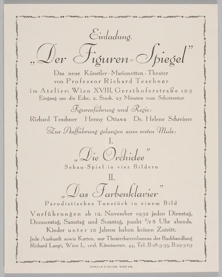 Der Figurenspiegel, Verweis auf Stücktitel: Das Farbenklavier, Verweis auf Stücktitel: Die Orchidee