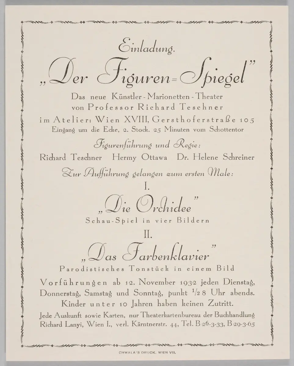 Der Figurenspiegel, Verweis auf Stücktitel: Das Farbenklavier, Verweis auf Stücktitel: Die Orchidee
