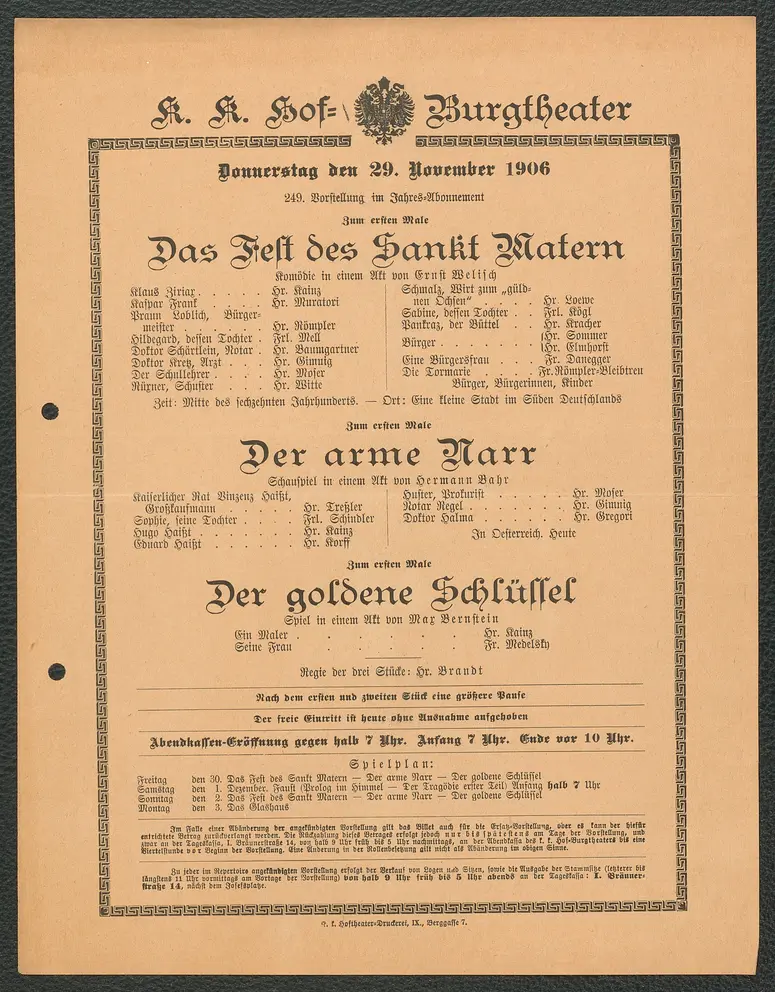 Das Fest des Sankt Matern, Der arme Narr, Der goldenen Schlüssel