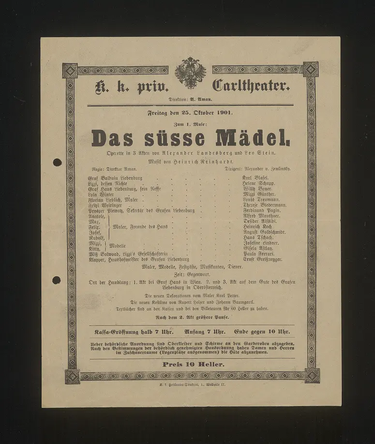 Das süsse Mädel, Suchtitel: Das süße Mädel