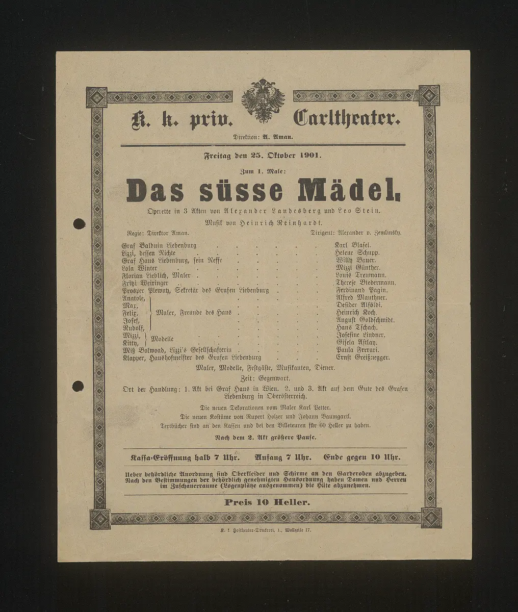 Das süsse Mädel, Suchtitel: Das süße Mädel