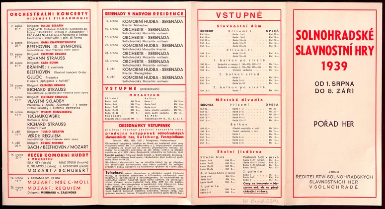 Salzburger Festspiele 1939, Titel in Vorlageform: Solnohradské slavnostní hry 1939, Verweis auf Stücktitel: Die Entführung aus dem Serail, Verweis auf Stücktitel: Le nozze di figaro, Verweis auf Stücktitel: Der Freischütz, Verweis auf Stücktitel: Il Barbiere di Siviglia, Verweis auf Stücktitel: Don Giovanni, Verweis auf Stücktitel: Falstaff, Verweis auf Stücktitel: Der Rosenkavalier, Verweis auf Stücktitel: Viel Lärm um nichts, Verweis auf Stücktitel: Der Bürger als Edelmann