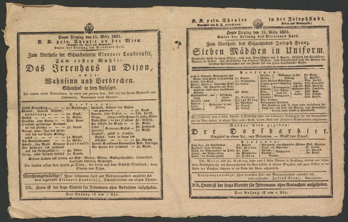 Das Irrenhaus zu Dijon, oder Wahnsinn und Verbrechen, Sieben Mädchen in Uniform, Der Dorfbarbier
