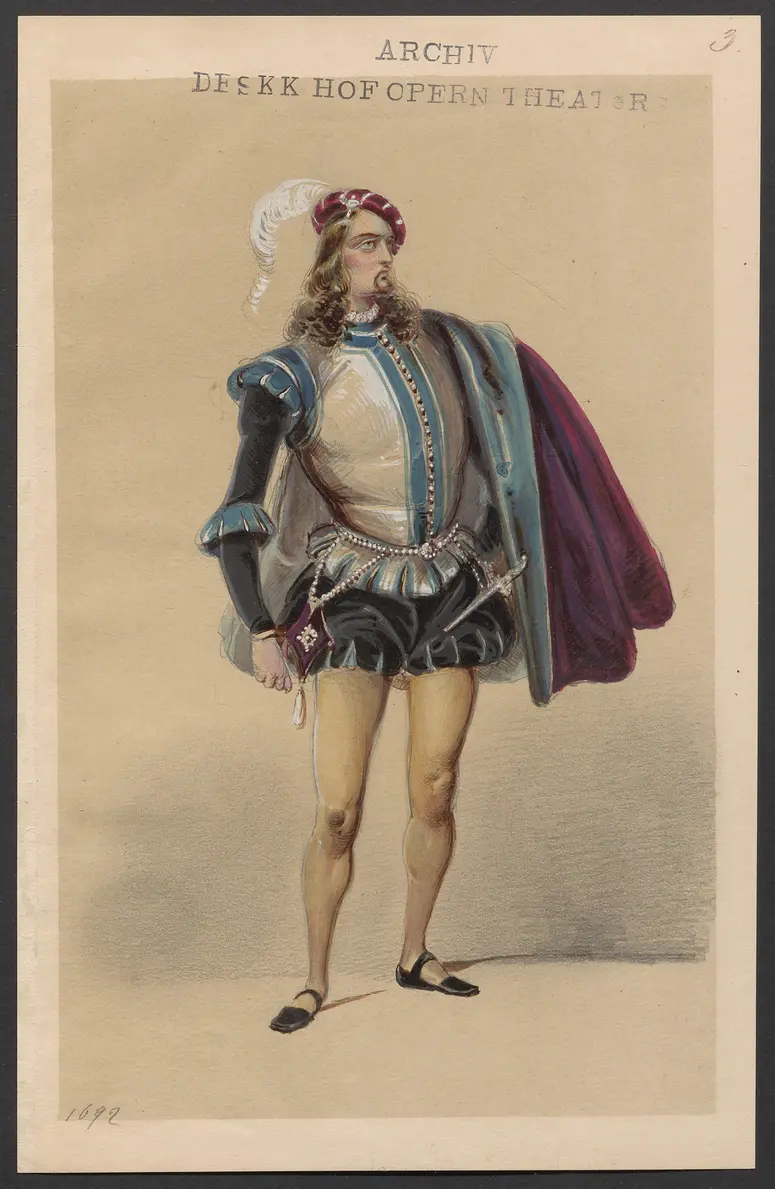 Joconde, oder Die Abenteuerer, Originaltitel: Joconde ou Les Coureurs d’aventures, Titel der Serie: Figurinen des k.k. Hofoperntheaters