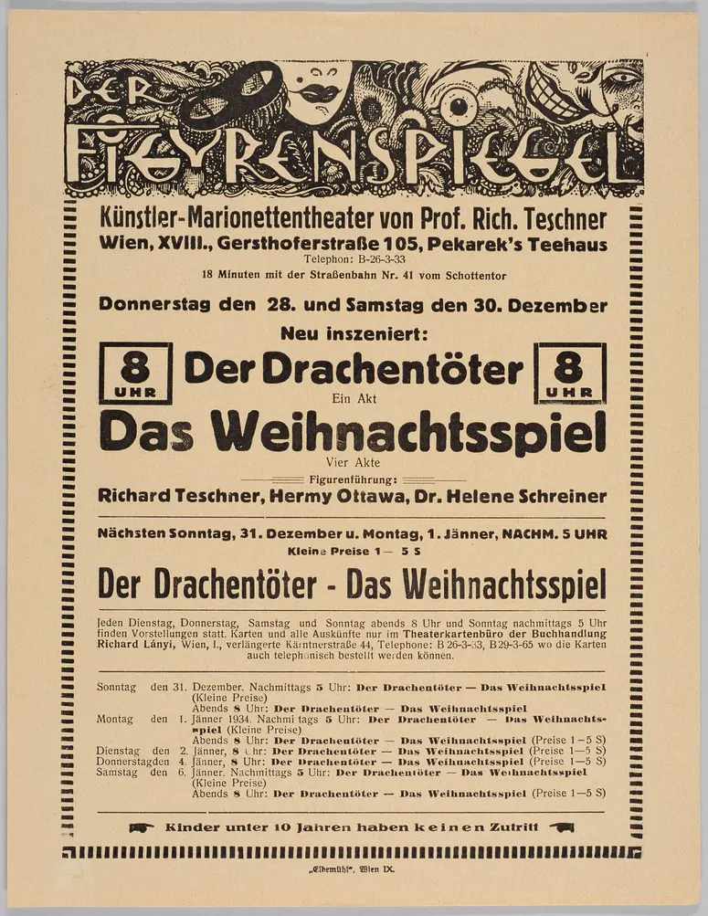 Der Figurenspiegel, Verweis auf Stücktitel: Der Drachentöter, Verweis auf Stücktitel: Das Weihnachtsspiel