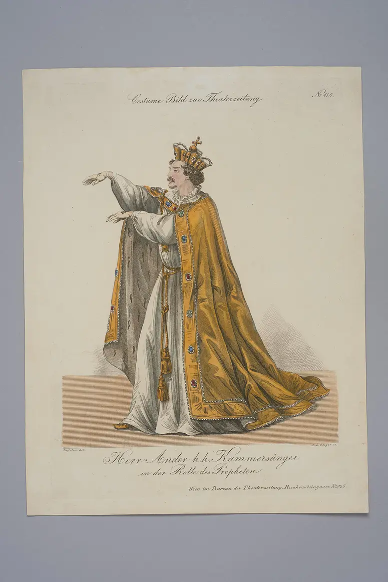 Alois Ander, Titel der Serie: Costume-Bild, Name der Zeitschrift: Wiener Theaterzeitung, Verweis auf Stücktitel: Der Prophet