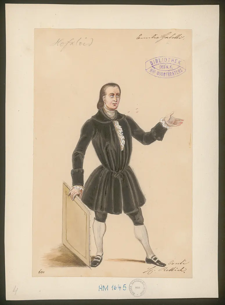 Emilia Galotti, Titel der Serie: Figurinen des k.k. Hof-Burgtheaters