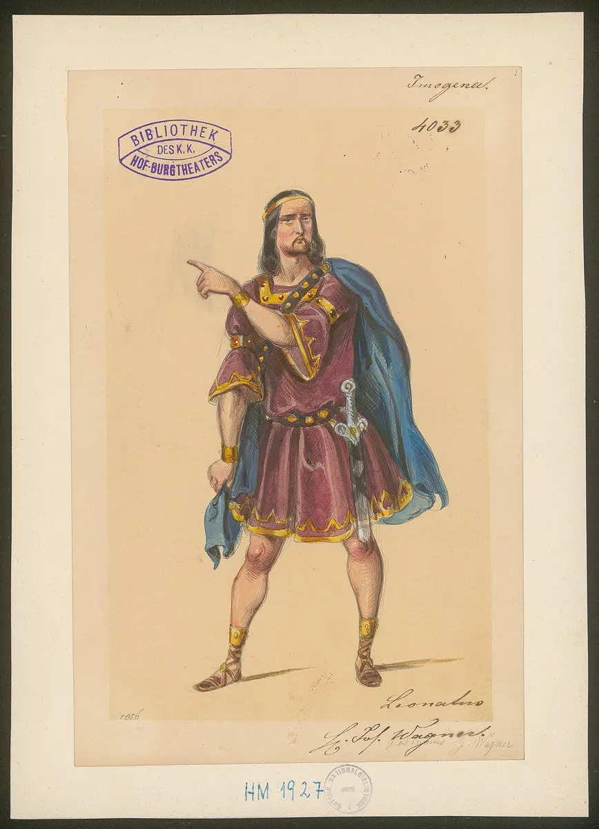 Cymbeline, Alternativtitel: Die Kinder Cymbelins, Alternativtitel: Imogena, Titel der Serie: Figurinen des k.k. Hof-Burgtheaters