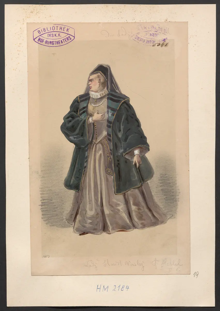 Die Lady von Worsley-Hall, Titel der Serie: Figurinen des k.k. Hof-Burgtheaters