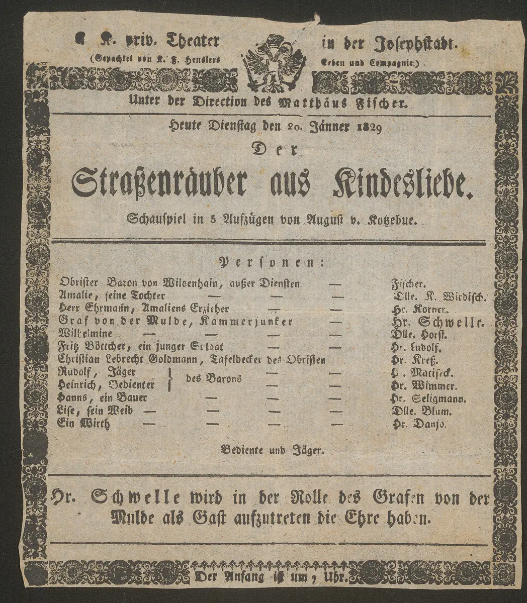 Der Straßenräuber aus Kindesliebe, Das Kind der Liebe oder Straßenräuber aus Kindesliebe (Originaltitel)